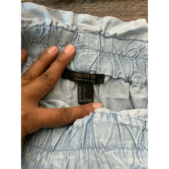 Forever21 Contemporary High Rise Wide Leg With Tie Belt Pants Womens Size L USED - Picture 3 of 7